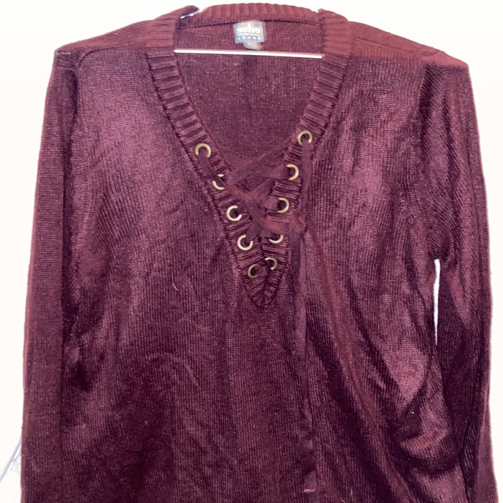 Burgundy corset front sweater